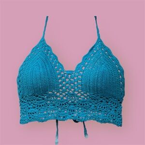 Crochet Lace Bralette - Teal